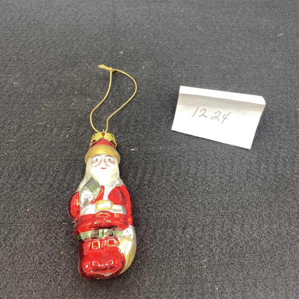 Vintage Glass Blown Santa Claus Ornament Approximately 5 Inches Tall